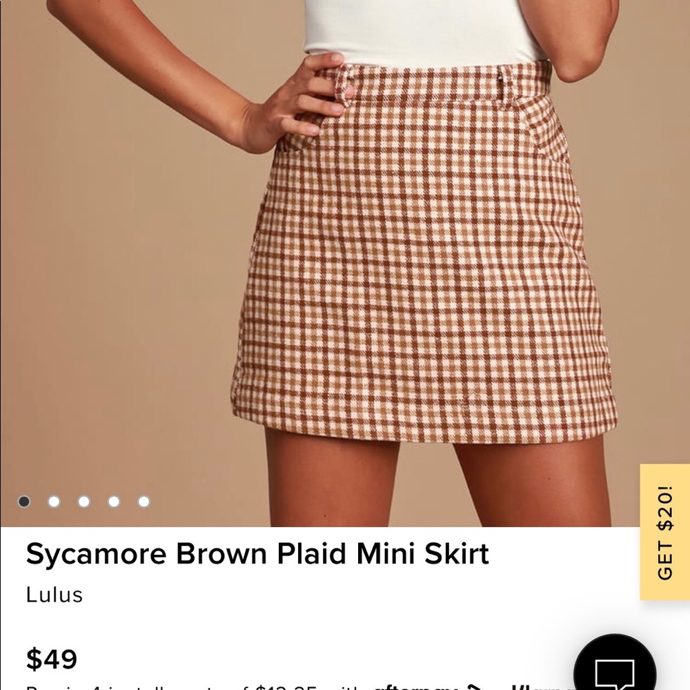 Lulus Medium Brown Plaid Skirt